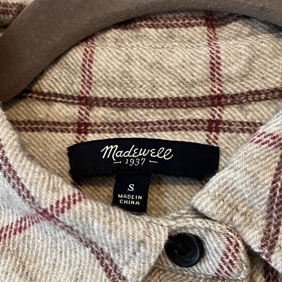 Madewell flannel shirt small grey windowpane plaid buttondown - Picture 4 of 5